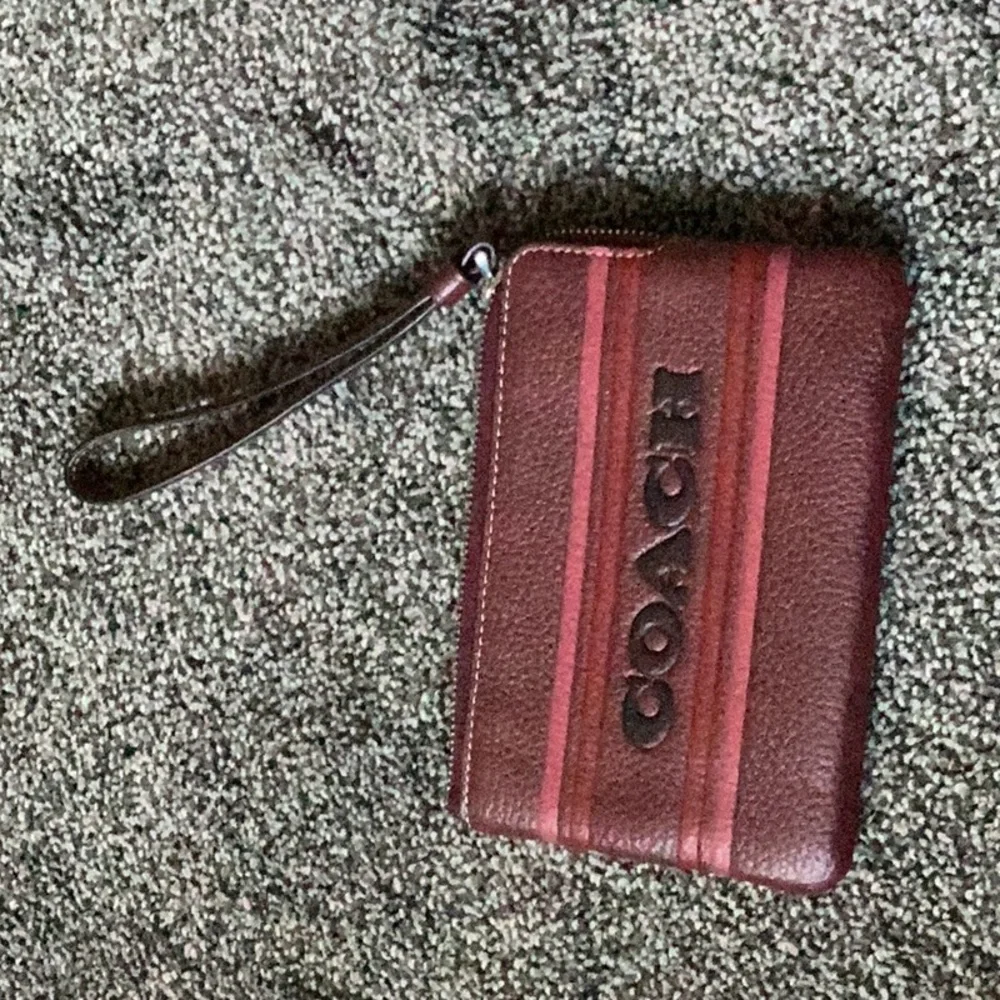 Coach Dual-Tone Wristlet in Brown and Red - Picture 2 of 10